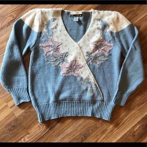 VTG 80s Dana Scott Sweater, Beaded Pastel Large
